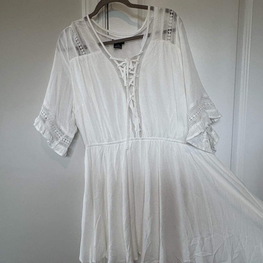 White Lace-Up Dress
